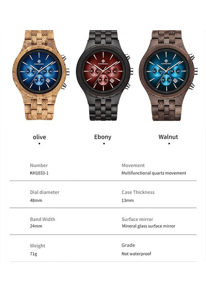 Sarı Kağit Kutu Kunhuang El Yapımı Ahşap Izle Çok Fonksiyonlu Arama Erkek Kuvars Izle Lüks Aydınlık Kronograf Özel Logo Relógio Masculino (Yurt Dışından) indirimleri