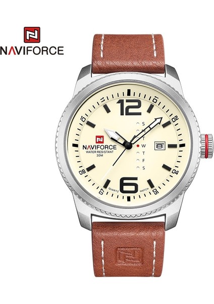 NF9177 Kahve 2023 Lüks Marka Navıforce Tarih Kuvars Izle Erkekler Rahat Askeri Spor Saatler Deri Kol Saati Erkek Relogio Masculino Saat (Yurt Dışından)