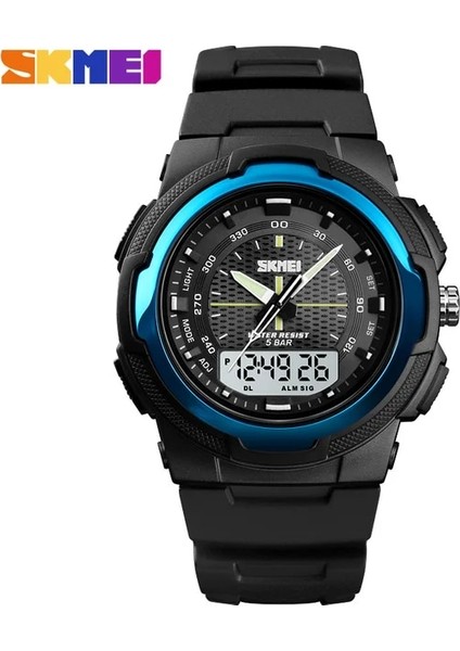 Açık Mavi Skmeı Çift Ekran Kuvars Izle Erkekler Açık Spor Saatler Dijital Elektronik Erkek Saatler Su Geçirmez Üst Marka Lüks Erkek Izle (Yurt Dışından)