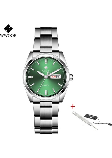 Beyaz Yeşil Montre Femme Wwoor 2022 Altın Izle Kadın Saatler Paslanmaz Çelik Moda Bayanlar Bilezik Saatler Elbise Su Geçirmez Kadın Saat (Yurt Dışından)