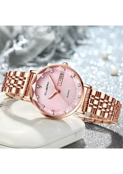 Gül Beyaz Cuena Altın Izle Kadın Saatler Bayanlar 6002 Çelik Kadın Bilezik Saatler Kadın Saat Relogio Feminino Montre Femme (Yurt Dışından) indirimleri