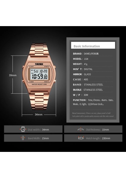 Siyah Skmeı 1328 Üst Marka Lüks Dijital Izle Erkek Kadın Açık Spor Su Geçirmez LCD Çalar Saat Saat Siyah Gül Altın Bilek Saatler (Yurt Dışından)