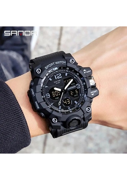 Kırmızı Erkekler Spor Saatler G Tarzı Siyah Kol Saati Sanda LED Dijital 50 M Su Geçirmez Izle S Şok Erkek Saat Relogio Masculino (Yurt Dışından)