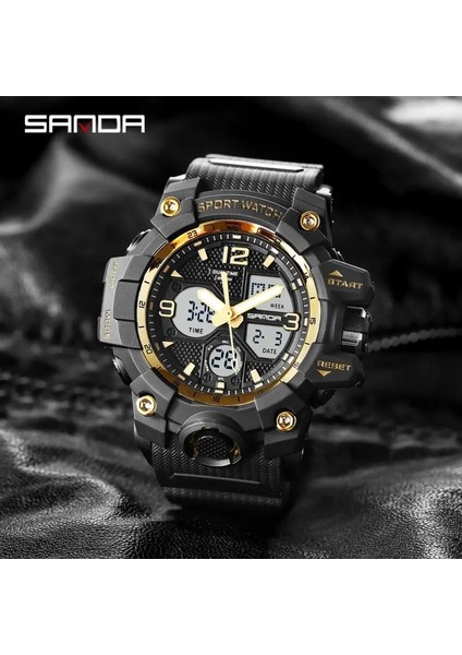Kırmızı Erkekler Spor Saatler G Tarzı Siyah Kol Saati Sanda LED Dijital 50 M Su Geçirmez Izle S Şok Erkek Saat Relogio Masculino (Yurt Dışından)