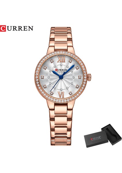 Gül Beyaz Kutu Curren Yeni Altın Izle Kadın Saatler Bayanlar Yaratıcı Çelik Kadın Bilezik Saatler Kadın Su Geçirmez Saat Relogio Feminino (Yurt Dışından)