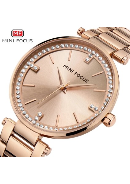 Kutu ile Gül Altın Mını Focus Lüks Kuvars Kadın Saatler Bilezik Saat Bayanlar Ultra Ince Elbise Taklidi Elmas Gül Altın Saat Montre Femme (Yurt Dışından)