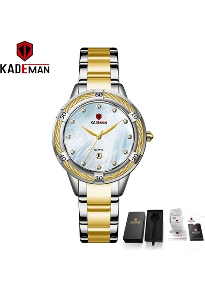 Kutuda Altın Kademan Gül Altın Bayan Izle Paslanmaz Çelik Bayanlar Bilezik Izle Kadın Saat Relogio Feminino Montre Femme (Yurt Dışından)