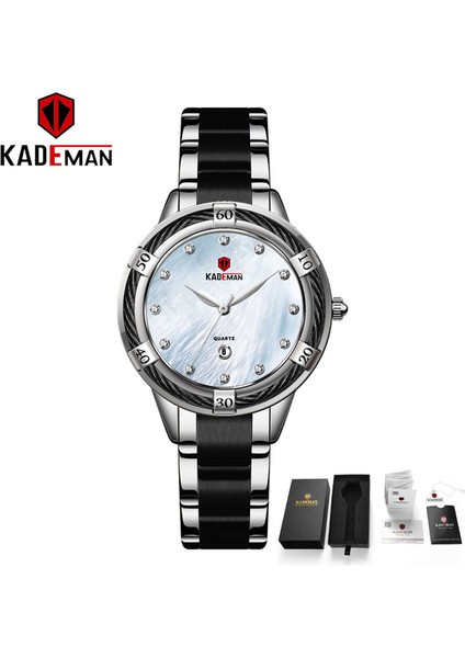 Kutuda Siyah Kademan Gül Altın Bayan Izle Paslanmaz Çelik Bayanlar Bilezik Izle Kadın Saat Relogio Feminino Montre Femme (Yurt Dışından)