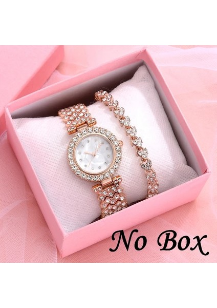 Gül Altın 1 2 Adet Set Kadın Bilezik Saatler Lüks Elmas Kol Saati Bayanlar Kadınlar Için Zarif Gül Altın Kordonlu Saat Kuvars Izle Reloj Mujer (Yurt Dışından)