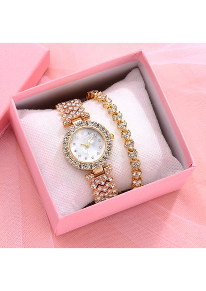 Gül Altın 1 2 Adet Set Kadın Bilezik Saatler Lüks Elmas Kol Saati Bayanlar Kadınlar Için Zarif Gül Altın Kordonlu Saat Kuvars Izle Reloj Mujer (Yurt Dışından) fiyatları