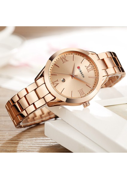 Gül Altın Kutusu Curren Gül Altın Izle Kadın Saatler Bayanlar Yaratıcı Çelik Kadın Bilezik Saatler Kadın Saat Relogio Feminino Montre Femme (Yurt Dışından)