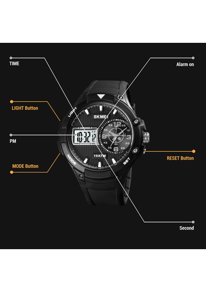 Siyah Beyaz Skmeı Erkekler Kuvars Dijital Saat Yaratıcı Çift Ekran Spor Saatler Erkek Su Geçirmez LED Kol Saati Montre Homme Saat Relojes (Yurt Dışından) fırsatları