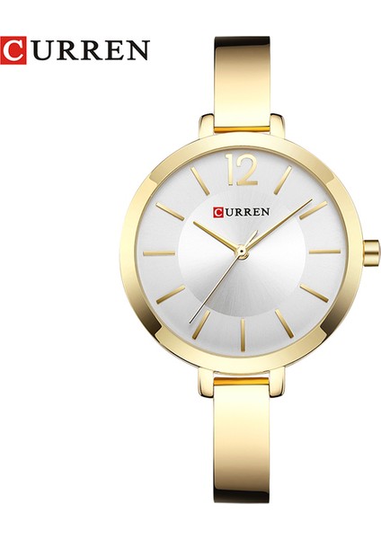 Altın Beyaz Curren Moda Kadın Elbise Kol Saati Bayanlar Kuvars Izle Marka Lüks Kadın Bilezik Saatler Tam Çelik Kadın Saat (Yurt Dışından)