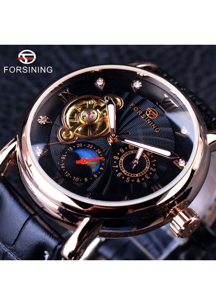 Gül Siyah Forsining Moda Lüks Aydınlık Eller Gül Altın Erkek Saatler Üst Marka Tourbillion Elmas Ekran Otomatik Mekanik Saat (Yurt Dışından)