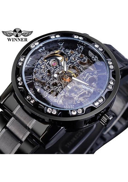 S1089-11 Kazanan Şeffaf Elmas Mekanik Saat Mavi Paslanmaz Çelik Izle Üst Marka Lüks Iş Aydınlık Erkek Saat (Yurt Dışından)