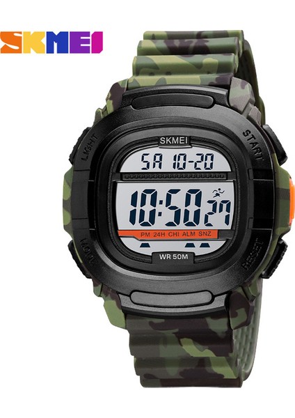Kamuflaj Ordu Yeşili Skmeı Yeni Kamuflaj Spor Saatler Erkekler Aydınlık Su Geçirmez 50 M Çalar Saat 2 Şehir Zamanı Geri Sayımı Elektronik Kol Saatleri 1657 (Yurt Dışından)