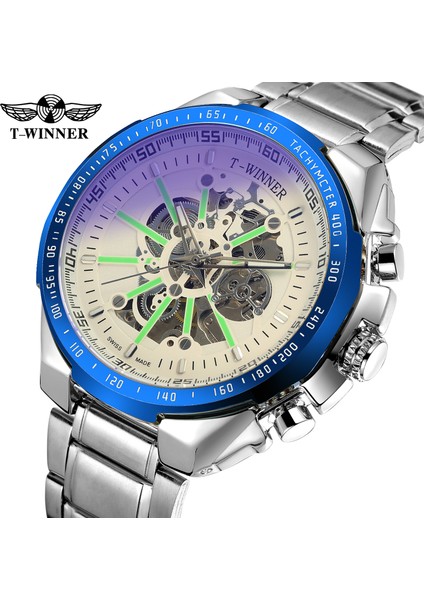 Mavi Altın Forsining Marka Erkek Saati Otomatik Mekanik Paslanmaz Saat Moda Aydınlık Erkekler Kol Saati Relogio Masculino (Yurt Dışından) fırsatları