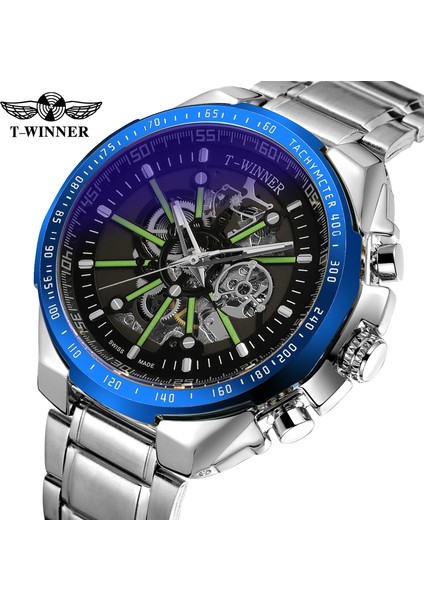 Mavi Altın Forsining Marka Erkek Saati Otomatik Mekanik Paslanmaz Saat Moda Aydınlık Erkekler Kol Saati Relogio Masculino (Yurt Dışından) indirimleri