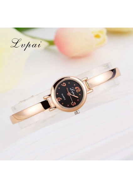 Gül Altın Siyah Lüks Izle Kadın Elbise Bilezik Saat Moda Kristal Kuvars Kol Saati Klasik Altın Bayanlar Gündelik Saat Lvpai Üst Marka (Yurt Dışından)