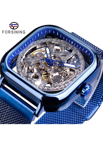 GMT1148-10 Forsining Erkekler Mekanik Saatler Otomatik Kendinden Rüzgar Altın Şeffaf Moda Örgü Çelik Kol Saati Adam Erkek Sıcak Saat (Yurt Dışından)