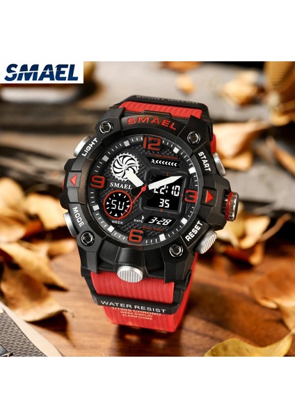 Turuncu Smael Kuvars Izle Spor 50 M Su Geçirmez Kronometre Hafta Ekran LED Dijital Çalar Saat Erkek 8055 Erkek Saatler Spor Kol Saatleri (Yurt Dışından)