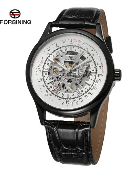 Beyaz Forsınıng Beyaz Mekanik Saat Dairesel Içi Boş Alt Dijital Ölçekli Saat Erkek ve Kadın Bilek Kayışlı Saat (Yurt Dışından)