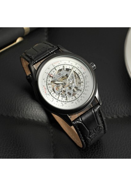 Beyaz Forsınıng Beyaz Mekanik Saat Dairesel Içi Boş Alt Dijital Ölçekli Saat Erkek ve Kadın Bilek Kayışlı Saat (Yurt Dışından) indirimleri