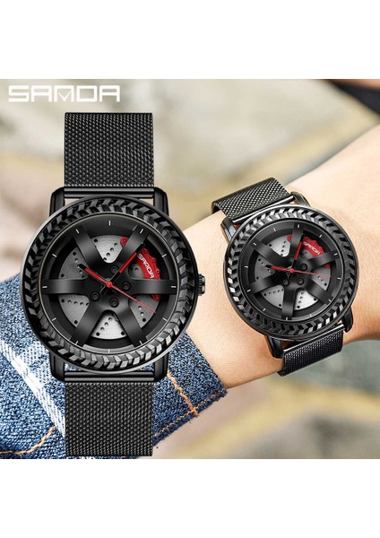 Çelik Mavi Kutu Sıcak Satış Erkekler Kuvars Kol Saati Özel Tasarım 3D Baskı Araba Jant Spor Tekerlek Izle Örgü Kayış Su Geçirmez Yaratıcı Erkek Saatler (Yurt Dışından) fiyatları