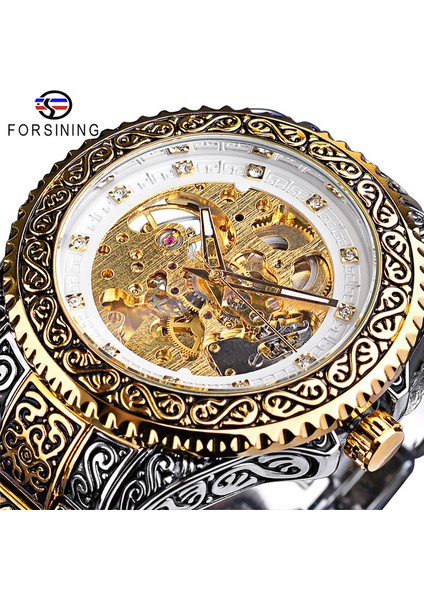 GMT1213-1 Forsining Otomatik Mekanik Saat Lüks Açık Kol Saati Moda Erkek Saatler Paslanmaz Çelik Retro Saat (Yurt Dışından)