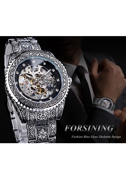GMT1213-1 Forsining Otomatik Mekanik Saat Lüks Açık Kol Saati Moda Erkek Saatler Paslanmaz Çelik Retro Saat (Yurt Dışından) modelleri