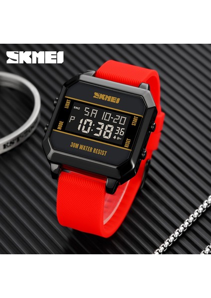 Siyah Skmeı Marka Spor Dijital Saat Moda LED Erkek Saatler Chrono Elektronik Kol Saati Su Geçirmez Geri Sayım Saati Reloj Hombre (Yurt Dışından)