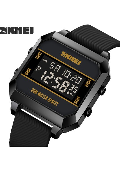 Siyah Skmeı Marka Spor Dijital Saat Moda LED Erkek Saatler Chrono Elektronik Kol Saati Su Geçirmez Geri Sayım Saati Reloj Hombre (Yurt Dışından)