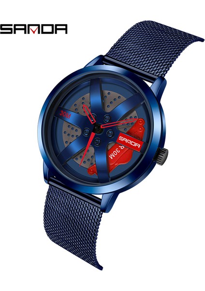 Mavi Kırmızı Sanda Erkekler Jant Hub Izle Özel Tasarım Spor Araba Izle Paslanmaz Örgü Yarış Direksiyonu Jant Hub Kuvars Izle Adam Su Geçirmezrelogio (Yurt Dışından)