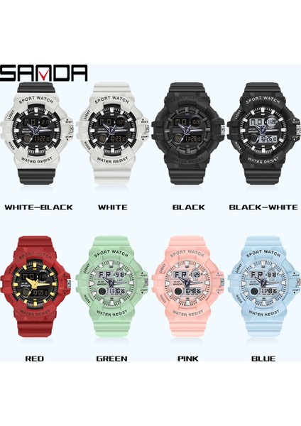 Siyah Beyaz Sanda Kadın Erkek Saatler Top Marka Lüks Pembe Izle Saat Quatz Kadın Erkek Su Geçirmez Saatler Için LED Dijital Spor Bilek Izle (Yurt Dışından) modelleri