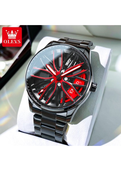 Siyah Çelik Yeşil Olevs 2023 Tekerlek Göbeği Izle Özel Tasarım Spor Araba Jant Saatler Su Geçirmez Yaratıcı Relogio Masculino Izle Erkekler Bilek Izle 9937 (Yurt Dışından) fırsatları