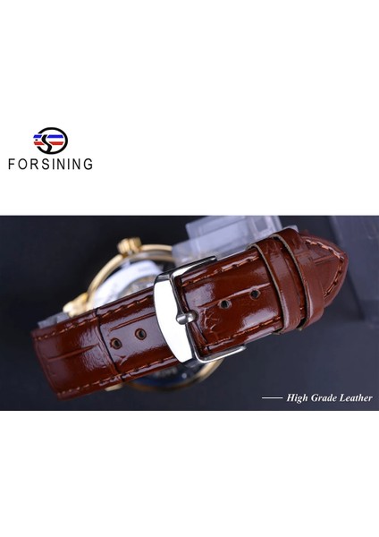 Altın Forsining Golden Roman Erkek Mekanik Izle Şeffaf Ince El Sarma Iş Adamı Kahverengi Deri Kemerler Kol Saati (Yurt Dışından) indirimleri