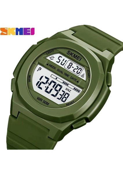 Ordu Yeşil Skmeı Spor Saatler Erkekler Için Çift Zamanlı Dijital Kol Saatleri 50 M Suya Dayanıklı LED Ekran Erkek Saat Reloj Hombre (Yurt Dışından)