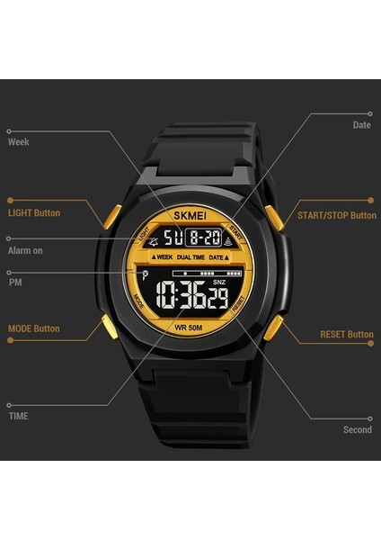 Ordu Yeşil Skmeı Spor Saatler Erkekler Için Çift Zamanlı Dijital Kol Saatleri 50 M Suya Dayanıklı LED Ekran Erkek Saat Reloj Hombre (Yurt Dışından) indirimleri