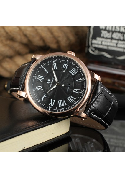 Beyaz Forsınıng Erkek ve Kadın Siyah Mekanik Saat Basit Rüzgar Roma Dijital Mekanik Hareket Saati Dairesel Kemer Saati (Yurt Dışından) indirimleri