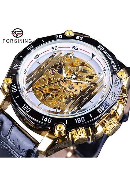 GMT1074-3 Forsining Mekanik Steampunk Serisi Erkekler Askeri Spor Izle Şeffaf Kadran Otomatik Izle Üst Marka Lüks Saat (Yurt Dışından)