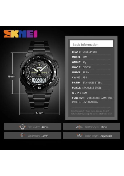 Siyah Skmeı Izle Erkekler Moda Spor Kuvars Saat Erkek Saatler Top Marka Lüks Tam Çelik Iş Su Geçirmez Izle Relogio Masculino (Yurt Dışından)