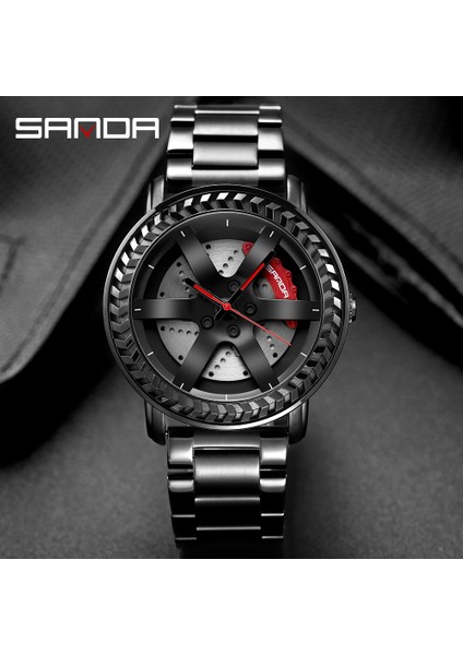 Örgü Gümüş Kutu Sıcak Satış Erkekler Kuvars Kol Saati Özel Tasarım 3D Baskı Araba Jant Spor Tekerlek Izle Örgü Kayış Su Geçirmez Yaratıcı Erkek Saatler (Yurt Dışından) indirimleri