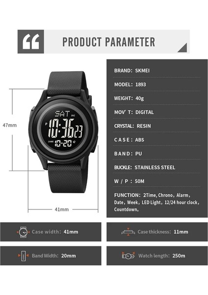 Siyah Beyaz Skmeı Japonya Dijital Hareket Spor Izle Erkekler Açık Kol Saatleri Erkek Su Geçirmez Kronometre Çalar Saat Reloj Montre Homme 1893 (Yurt Dışından) indirimleri