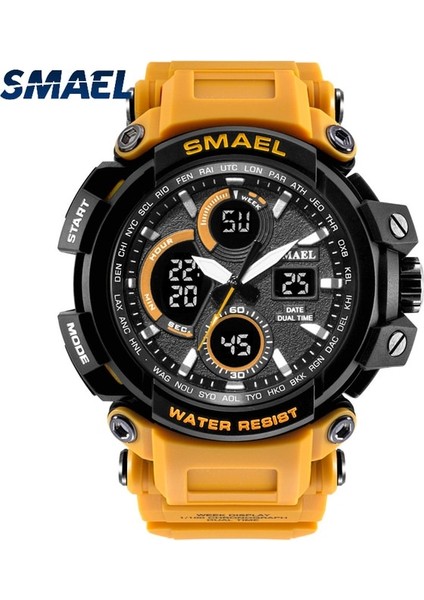 Turuncu Smael Erkekler Için Serin Spor Saatler Çift Zamanlı Pu Kayış Chronograph Kol Saatleri Moda Alarm Askeri Erkek Saatleri 1708 (Yurt Dışından)