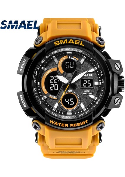 Turuncu Smael Erkekler Için Serin Spor Saatler Çift Zamanlı Pu Kayış Chronograph Kol Saatleri Moda Alarm Askeri Erkek Saatleri 1708 (Yurt Dışından) indirimleri