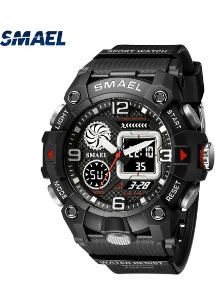 Siyah Smael Erkekler Saatler 50M Su Geçirmez Spor Saat Askeri Adam Spor Saat Dijital 8055 Çift Ekran Izle Kuvars LED Dijital (Yurt Dışından)