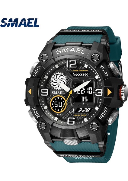 Siyah Smael Erkekler Saatler 50M Su Geçirmez Spor Saat Askeri Adam Spor Saat Dijital 8055 Çift Ekran Izle Kuvars LED Dijital (Yurt Dışından)