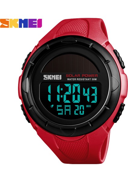 Siyah Skmeı Güneş Enerjisi Erkekler LED Izle 50 M Su Geçirmez Pu Bant Tarih Hafta Ekran Izle Aydınlık Erkek Dijital Kol Saati Montre Homme (Yurt Dışından)