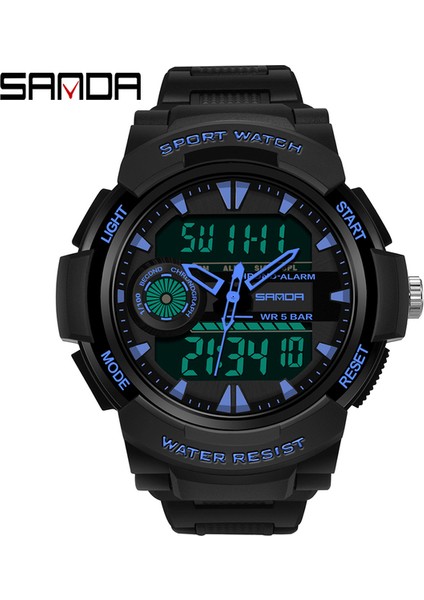 Mavi Sanda Spor Dijital Saat Erkekler Yüzme 50 M Su Geçirmez Çok Fonksiyonlu Askeri LED Elektronik Erkek Kol Saati Relogio Masculino (Yurt Dışından)