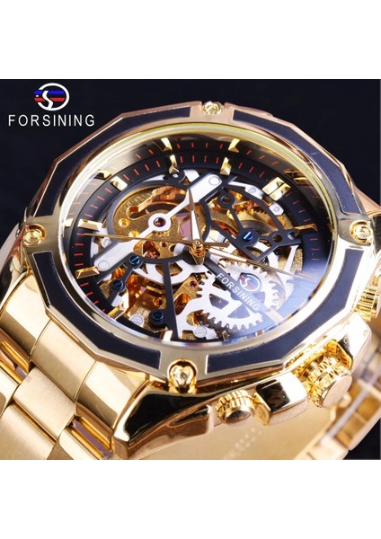 GMT982-4 Forsining 2017 Yeni Koleksiyon Şeffaf Kılıf Altın Paslanmaz Çelik Lüks Tasarım Erkek Saat Üst Marka Otomatik Saat (Yurt Dışından) fiyatları